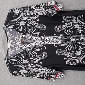 Sandra Darren Dress 2X beautiful black and white paisley print dress